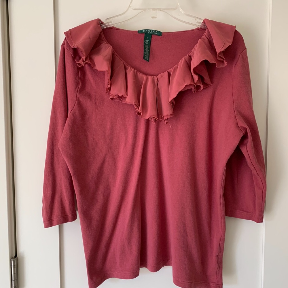LAUREN RALPH LAUREN RUFFLED WOMEN’S SHIRT SIZE 1X